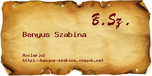 Benyus Szabina névjegykártya